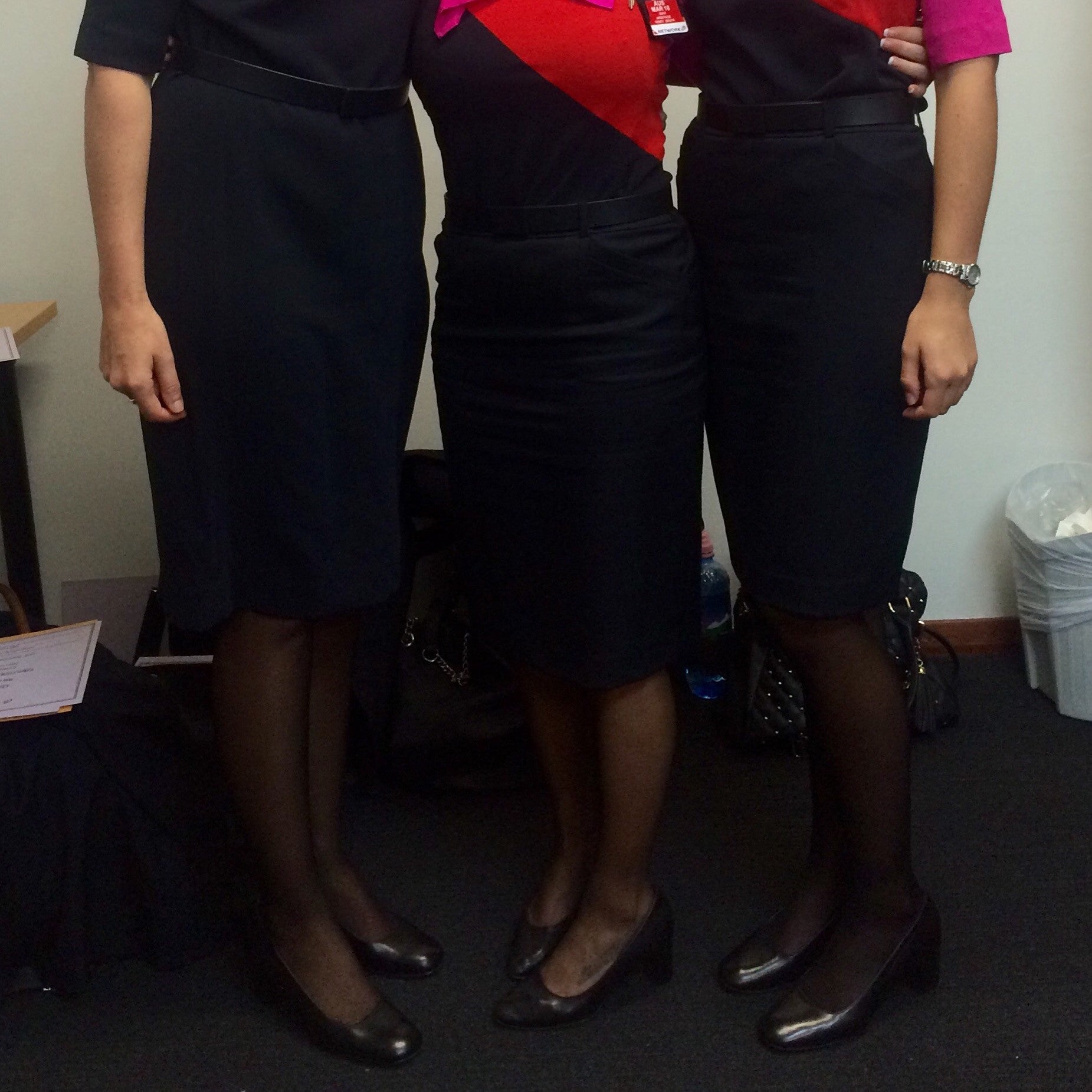 Qantas cabin crew wearing Louise M shoes 